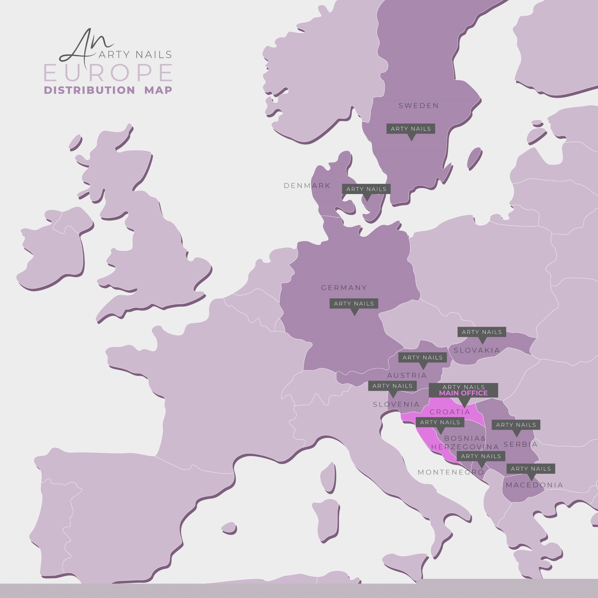 Arty Nails mapa distributera