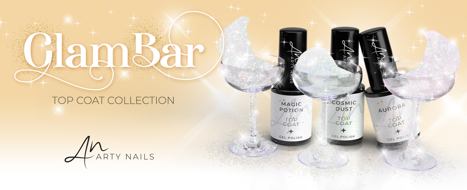 arty nails glam bar top coat collection slider