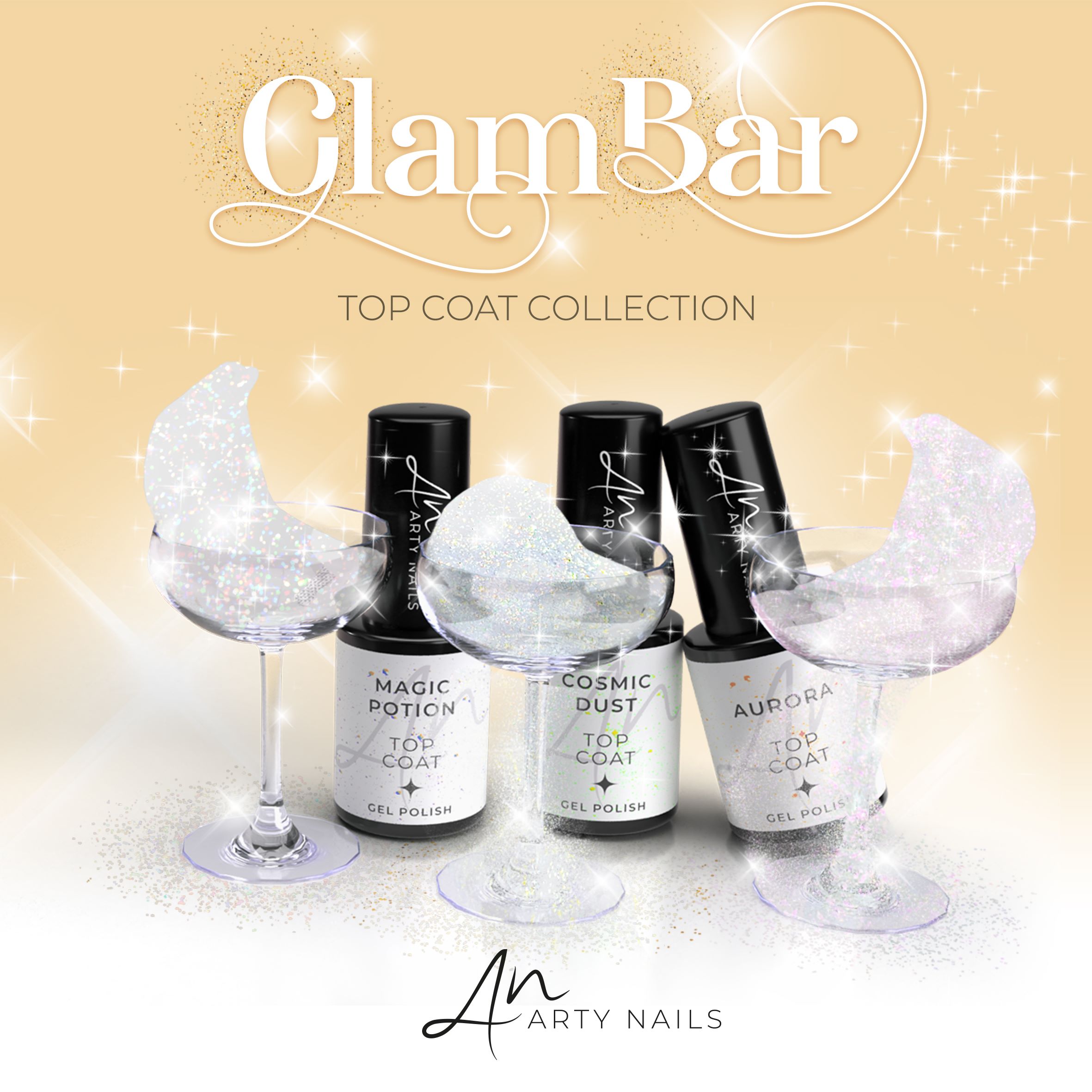 arty nails glam bar top coat collection