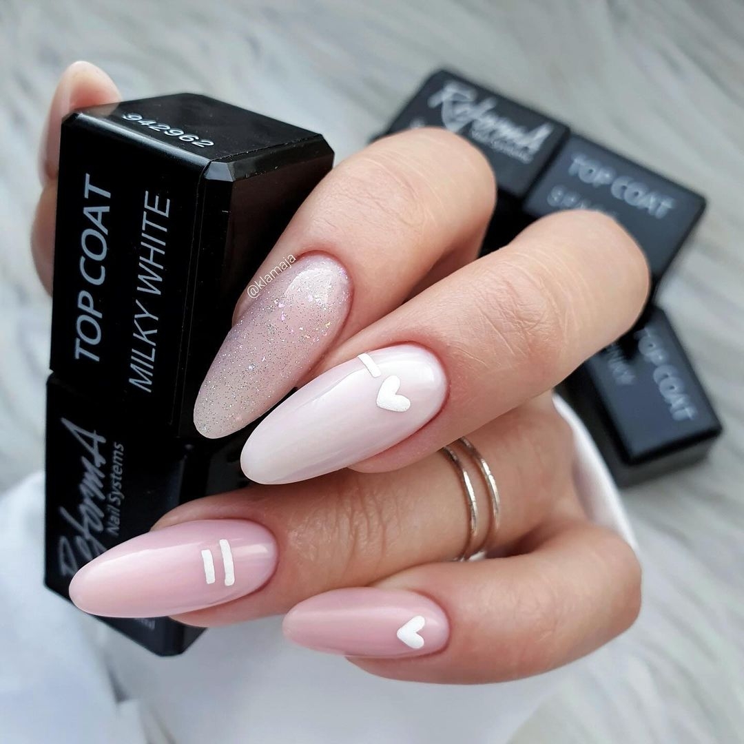 top coat milky white milky pink space hand