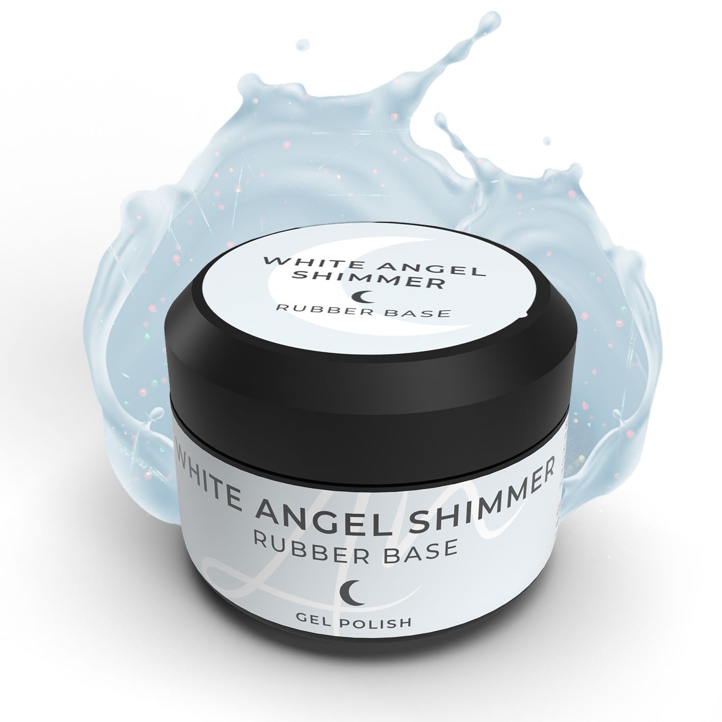 White Angel Shimmer Rubber base 30ml splash 1